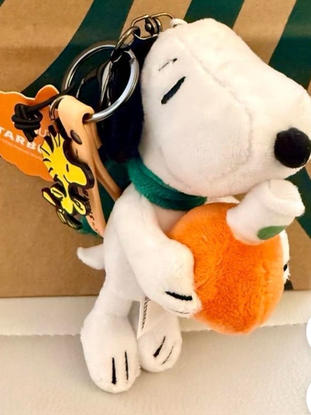 NEW 2026 Starbucks Peanuts Snoopy Pumpkin Plush Keychain Bag Charm